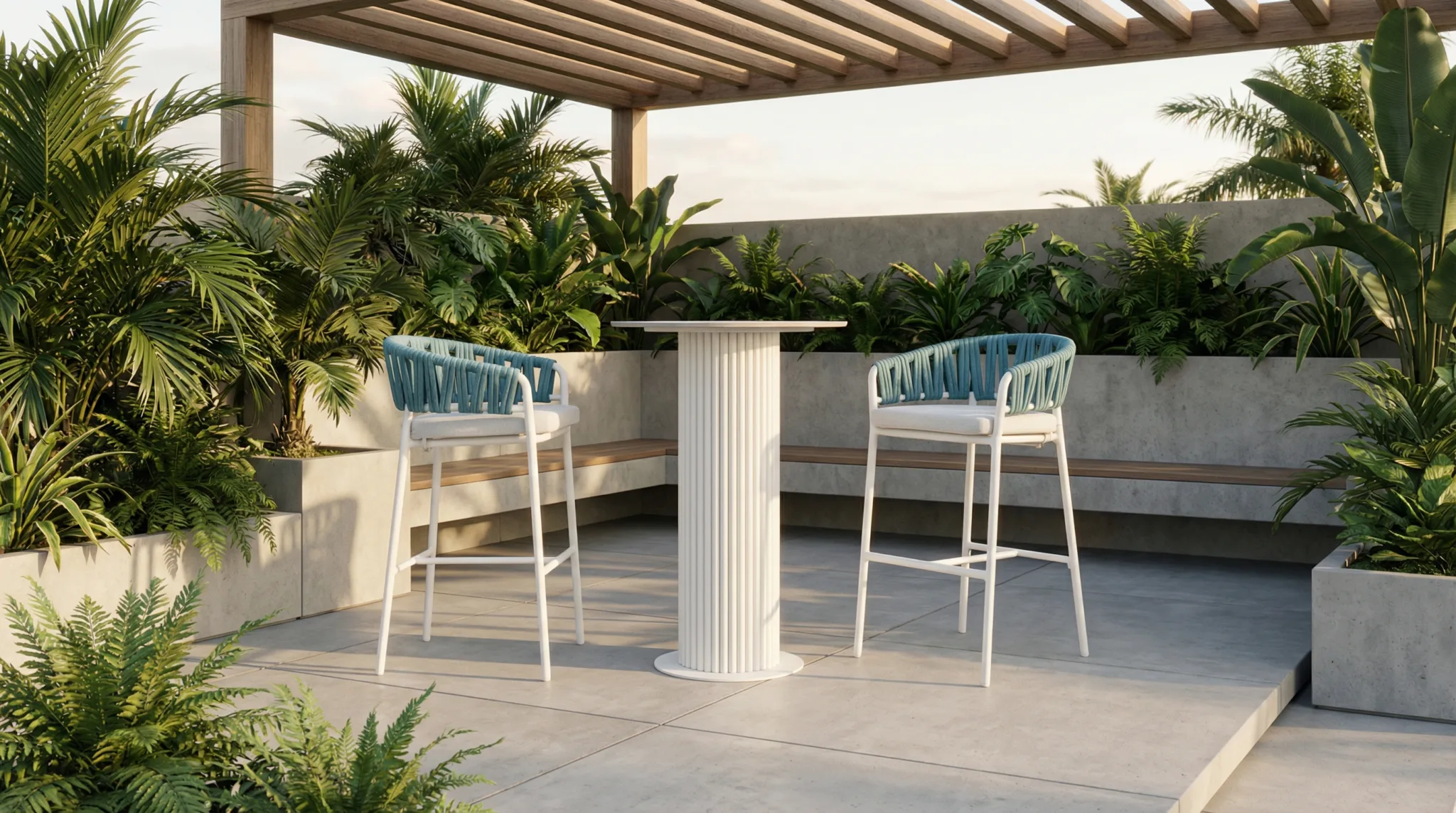 Goodwin High Quality Aluminum Frame Rope Bar Stool Set