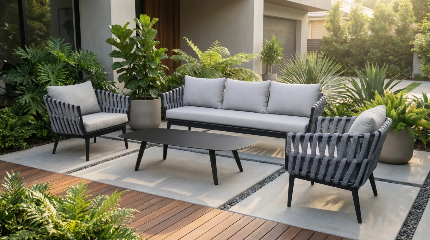 Goodwin Outdoor Garden Aluminum Frame Rope Sofa Furniture Set
